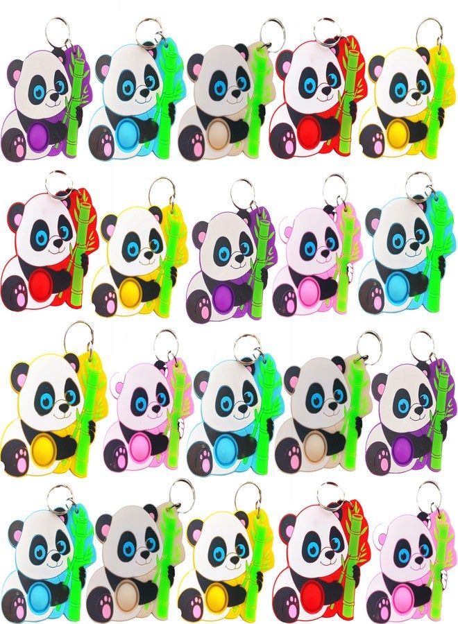 HOZKEAP 24 Packs Pandas Animal Bulk Mini Pop Fidget Keychain,Boys and Girls kids Birthday Party Favors Supplies Classroom Students Bubble Prize - Image 1